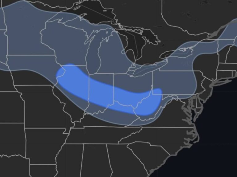Sharp Snow Band to Sweep From Illinois Through Indiana, Ohio, and Into West Virginia as Fast-Moving Clipper Drops 2–4 Inches and Creates Travel Delays