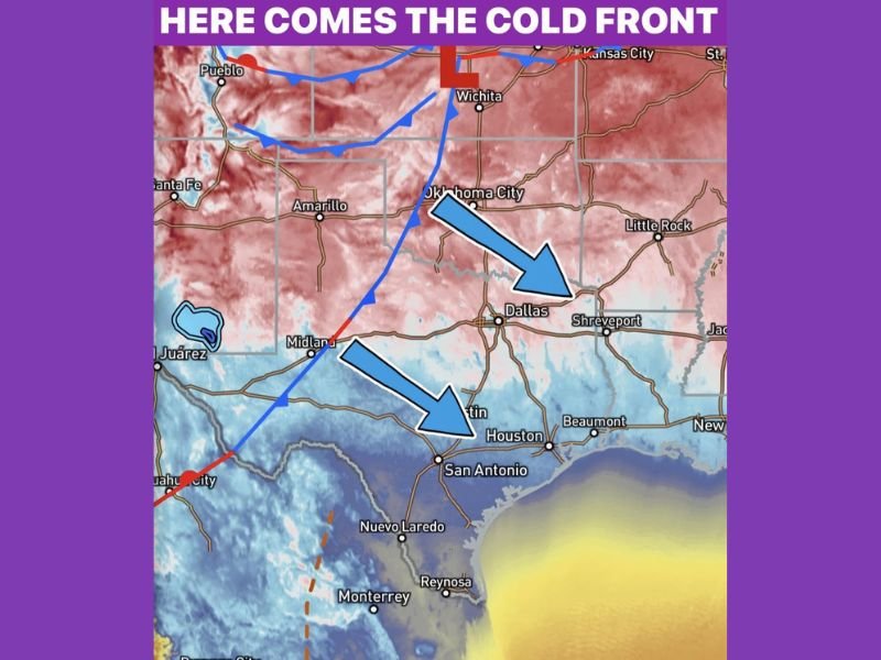 Strong Arctic Cold Front to Slam Into North Texas With Rapid Temperature Drop, Gusty Winds, and Widespread Freezes Through Tuesday