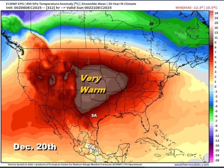 Texas, Oklahoma, and Kansas Expected to See Unseasonably Warm Temperatures Leading Into Christmas Week