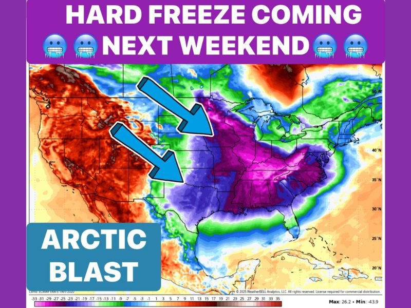 Texas and Midwest States Prepare for Arctic Blast Bringing Hard Freeze and Bitter Cold Next Weekend