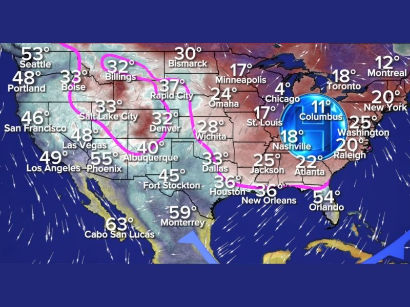 Texas–Oklahoma Arctic Front Expected to Send Freezing Temperatures Toward the Gulf Coast Early Next Week