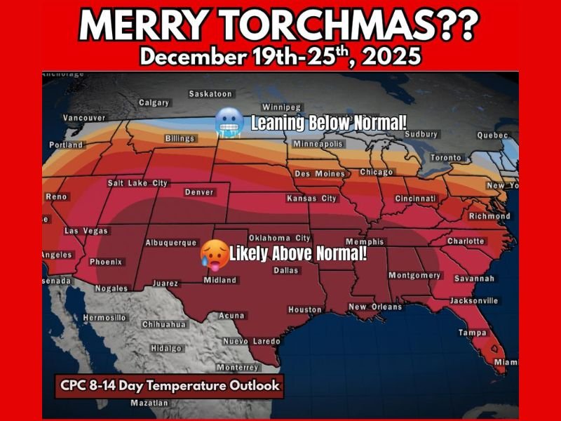 Unseasonably Warm Christmas Pattern Expected Across Texas, Oklahoma, Arkansas, Louisiana, Mississippi and the Southeast, NWS Says