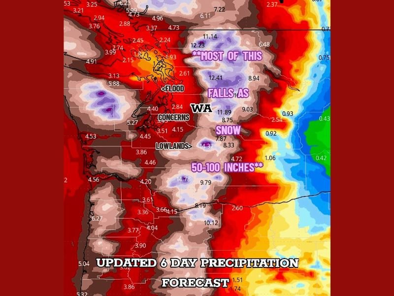 Washington Braces for Major Mountain Snow as Up to 100 Inches of Precipitation Expected This Week