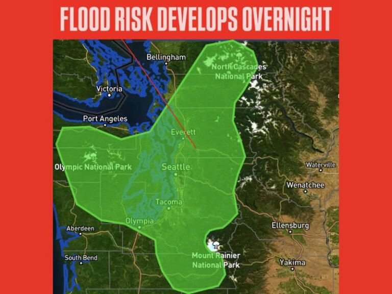 Washington Faces Renewed Overnight Flood Risk as Heavy Runoff and Saturated Soils Raise Concerns Across Western Counties
