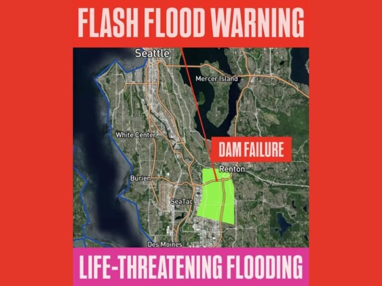 Washington Issues Emergency Flash Flood Warning After Green River Levee Failure in Tukwila, Prompting Immediate Evacuations