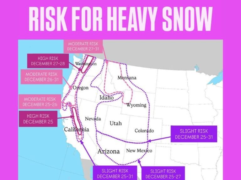 Washington, Oregon, Idaho, Montana, Wyoming, Utah Face Heavy Snow Risk From Dec. 25–31 as Western Mountains Brace for Multiple Feet of Snow