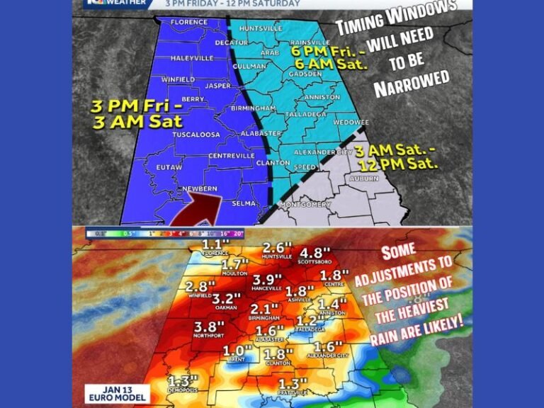 Alabama Storm Timing Becomes Clearer as Heavy Rain and Strong Winds Target Friday Into Saturday