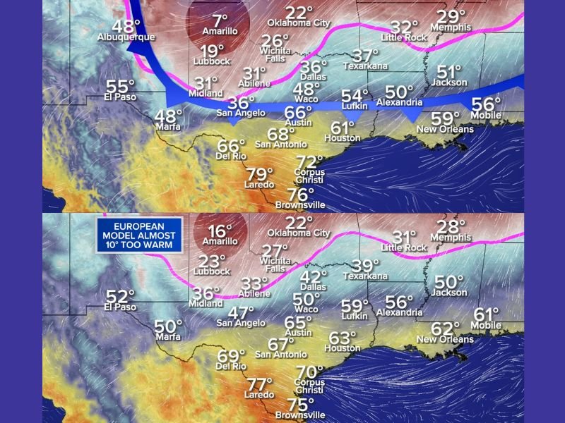 Arctic Air Surges Into Texas Faster Than Forecast, Raising Risk of Widespread Freezing Rain Across Southeast Texas Into Sunday