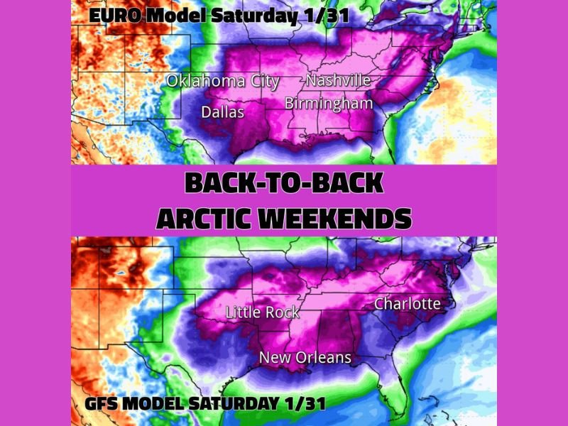 Back-to-Back Arctic Blasts Set to Lock Much of the Eastern United States in Prolonged Deep Freeze Into Early February