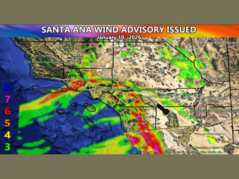 California Santa Ana Wind Advisory Issued as Another Strong Wind Event Targets Southern California Through January 17