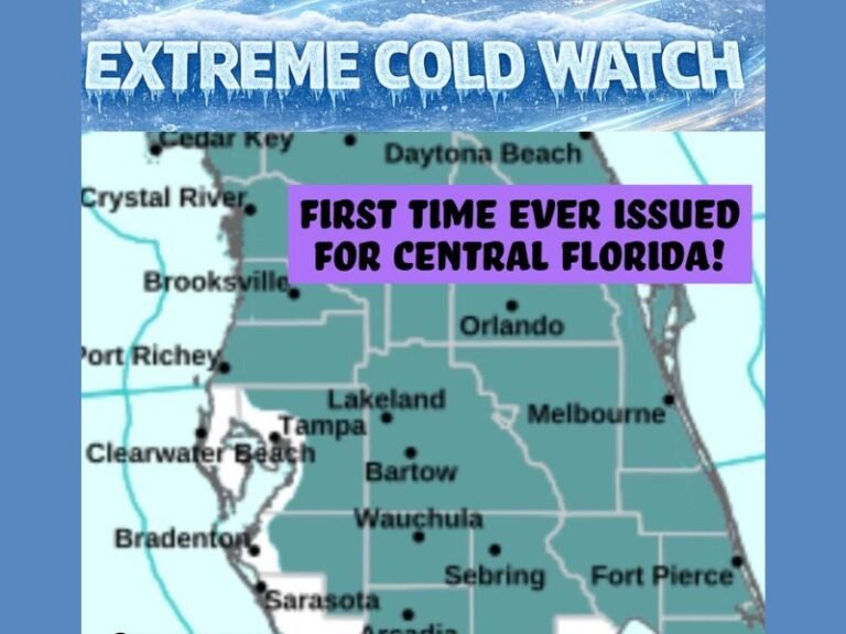 Central Florida and Tampa Bay Face First-Ever Extreme Cold Watch as Wind Chills Drop to Single Digits