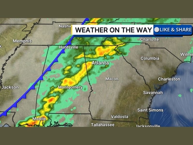Cold Front to Dump 1–3 Inches of Rain Across Alabama and Georgia Friday–Saturday, Raising Local Flood Risk in Isolated Areas
