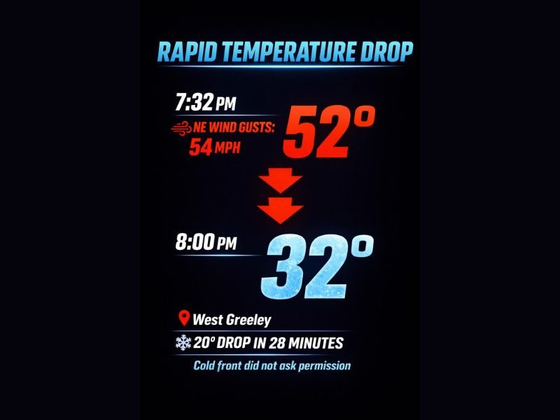 Colorado Sees Sudden 20-Degree Temperature Crash in Under 30 Minutes as Cold Front Brings 54 MPH Wind Gusts