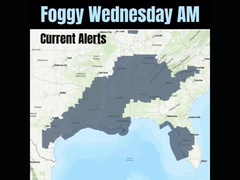 Dense Morning Fog Spreads From Texas to Florida as Gulf Moisture Surges Into the Southeast Ahead of Next Front