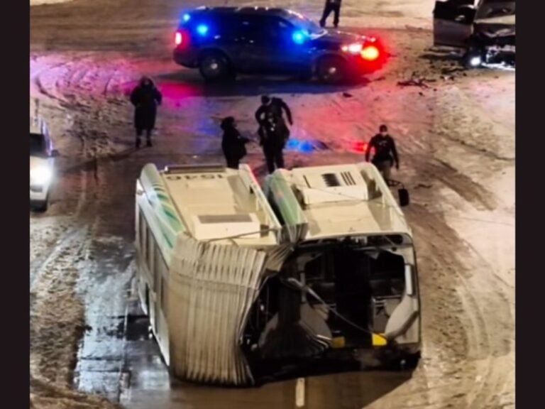 Detroit Transit Bus Split in Half After Violent Late-Night Crash on I-94 Overpass, Police Confirm No Serious Injuries