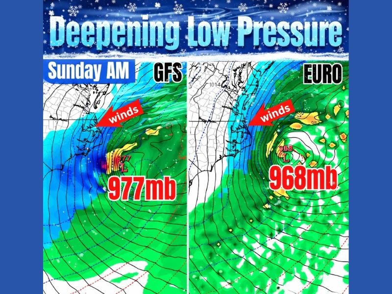 East Coast Winter Storm Deepens Rapidly Offshore as Hurricane-Strength Low Brings Near-Blizzard Threat to North Carolina and Virginia Coast