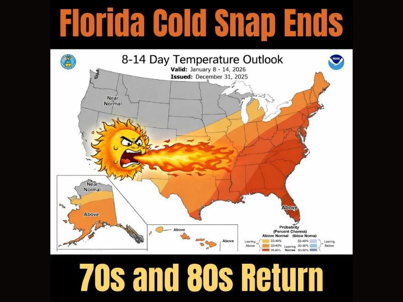 Florida Cold Snap Ending as Warmer Temperatures Return; 70s and 80s Expected by Mid-January, Says NWS Outlook