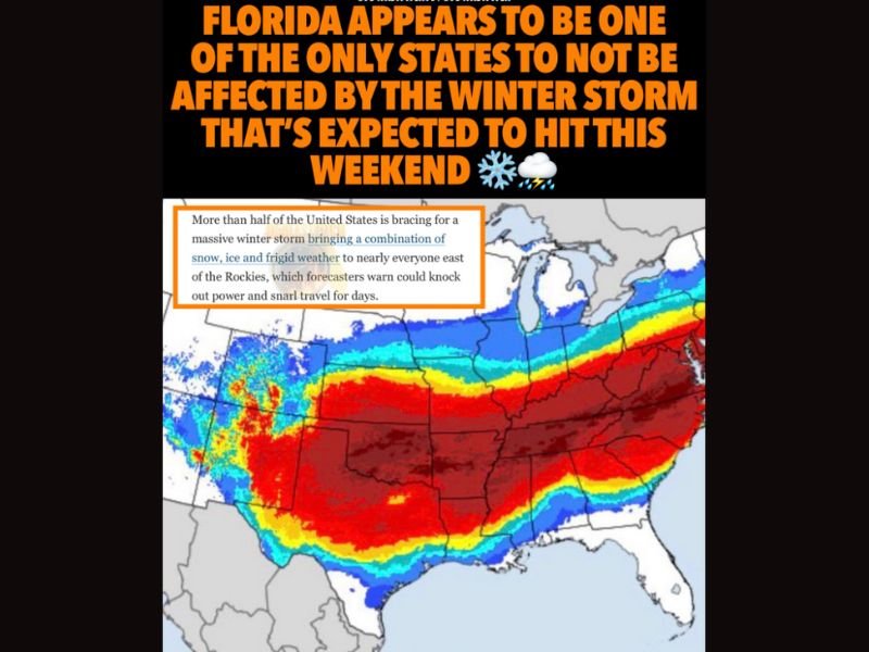 Florida Expected to Largely Avoid Major Winter Storm as Most of the United States Braces for Snow, Ice, and Dangerous Cold This Weekend