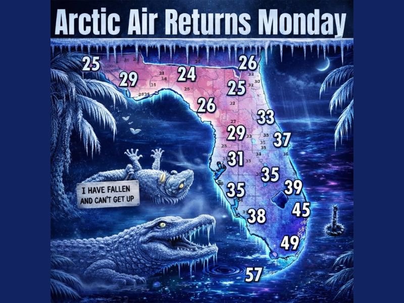 Florida Faces Another Arctic Surge as Temperatures Plunge Overnight and Winter Strikes Back Early Monday