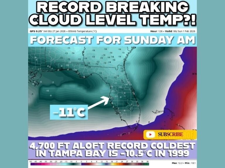 Florida Faces Potential Record-Breaking Cloud-Level Cold as Tampa Bay Approaches Historic Upper-Air Temperatures