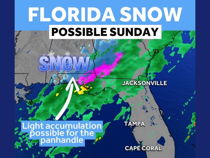 Florida Panhandle Could See Rare Light Snow Sunday as Arctic Front Pushes Deep Into the Southeast