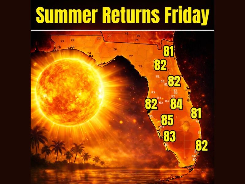 Florida Set for Brief Summer-Like Heat Surge Friday Before Cold Front Brings Temperatures Back Down