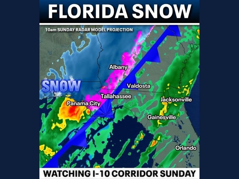 Florida Snow Potential Emerges Again as Arctic Front and Jet Stream Shift Raise Sunday Winter Weather Risk