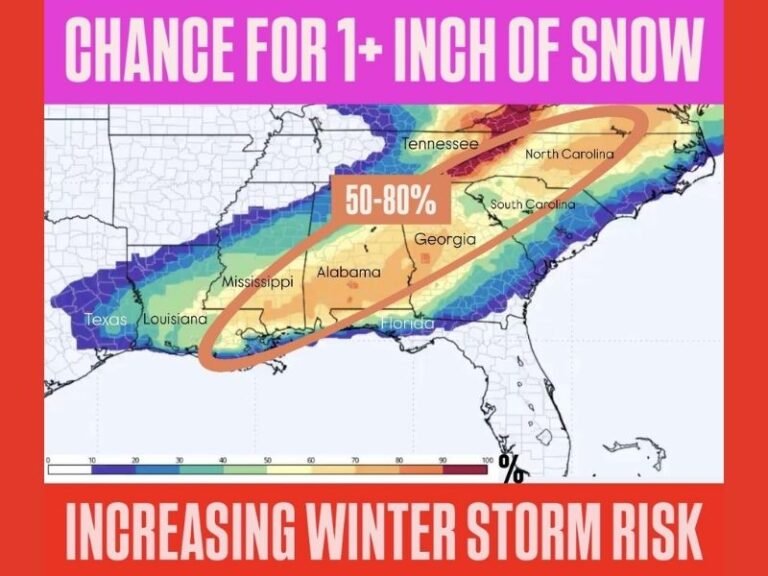 Gulf Coast Winter Storm Risk Rises as Forecasts Show Growing Chance of Accumulating Snow This Weekend