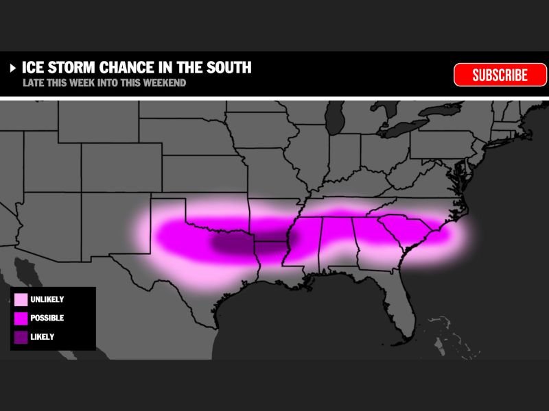 High-Impact Ice Storm Threat Emerges From Texas to the Carolinas as Models Signal Dangerous Late-Week Freeze