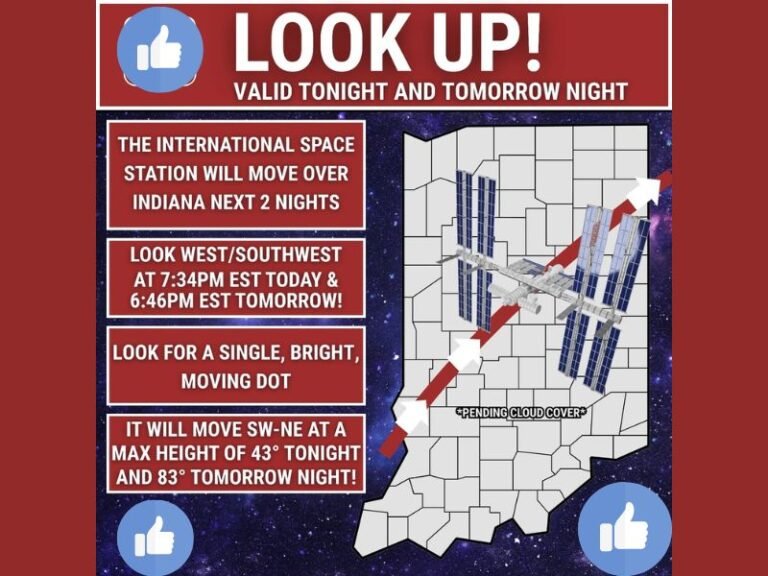 Indiana Skywatchers Get Rare Viewing Opportunity as International Space Station Passes Over State Two Nights in a Row