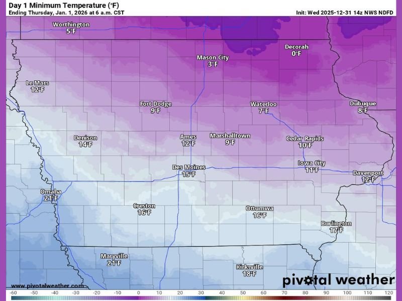 Iowa Braces for Sharp Temperature Drop Tonight as Arctic Cold Front Sweeps Across the State