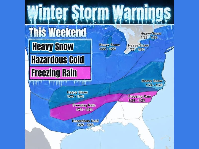 Major Late-Week Winter Storm Signals Heavy Snow, Freezing Rain, and Dangerous Cold From Texas to the Midwest and East