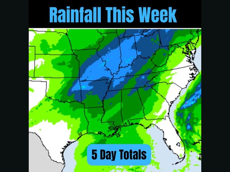 Midwest Storm System Sets Up Late-Week Rainfall While East Coast and Florida Stay Largely Dry