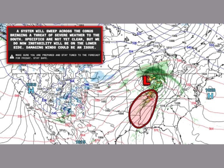 Mississippi, Alabama, Tennessee, and Arkansas Face Possible Severe Weather and Tornado Risk Friday as Dixie Alley Pattern Emerges