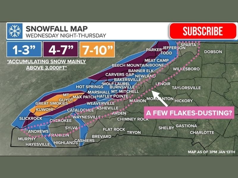 North Carolina Mountains Braced for Significant Snowfall as Cold Front Triggers Northwest Flow Snow Event