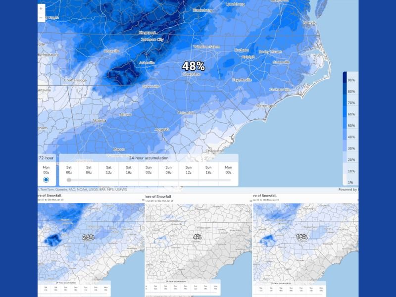 North Carolina Snow Chances Rise Sunday as Charlotte and Piedmont Face Low-Impact but Uncertain Setup