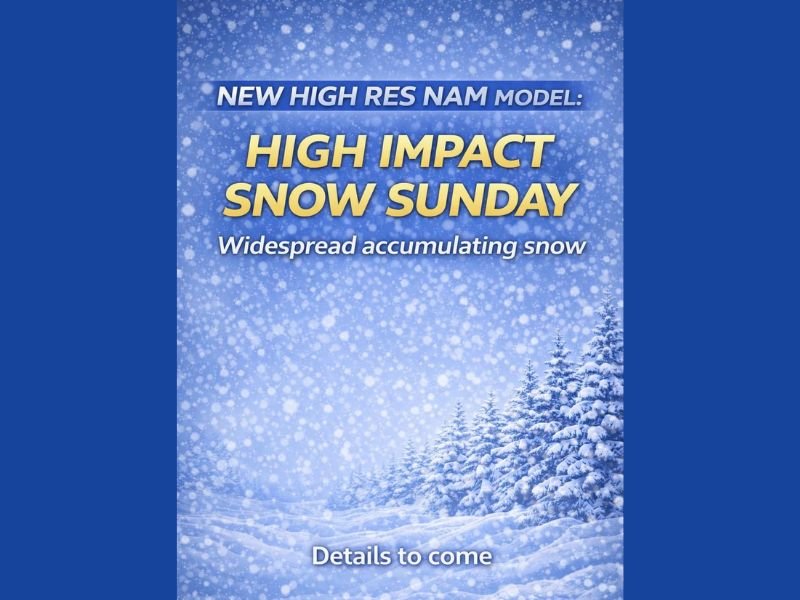 North Carolina and South Carolina Could See Widespread Accumulating Snow Sunday as New High-Resolution Model Signals Higher Impacts