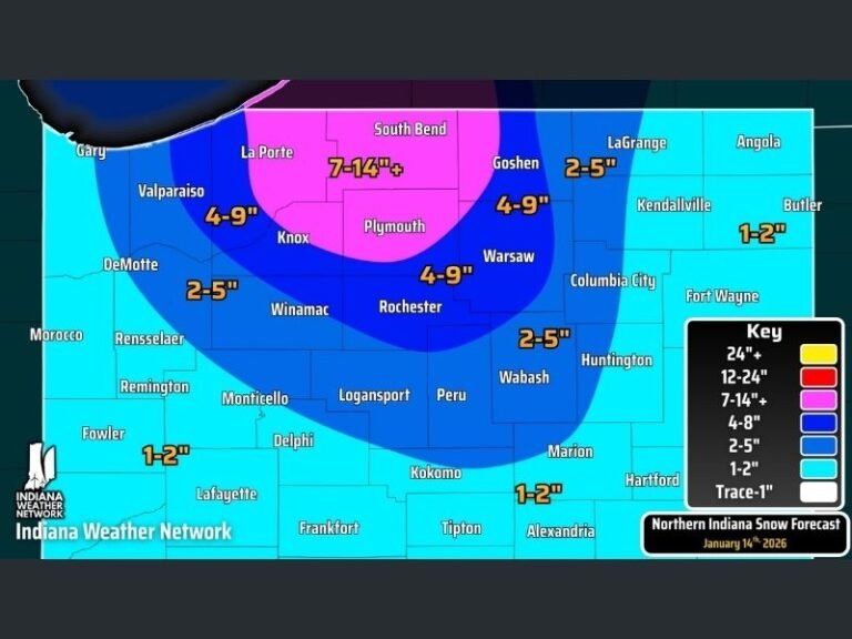 Northern Indiana Braces for Major Lake-Effect Snow Event as Snow Squalls and Blizzard-Like Conditions Develop Today