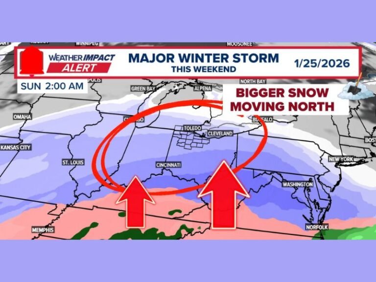 Ohio Winter Storm Trend Intensifies as Colder Air Pushes Major Snowfall Northward Late January 25–26, 2026