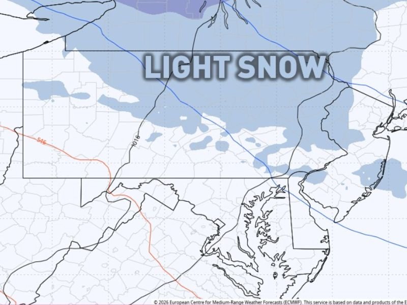 Pennsylvania Braces for Another Cold Winter Day as Light Snow Targets Northern Areas Early This Week
