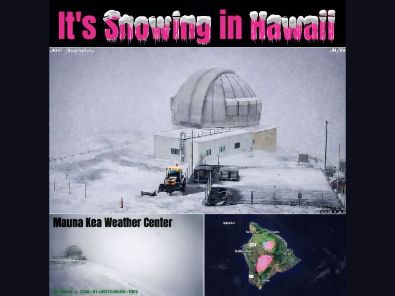 Snow Falls on Hawaii’s Big Island as Winter Storm Warnings Hit Mauna Kea’s Highest Elevations