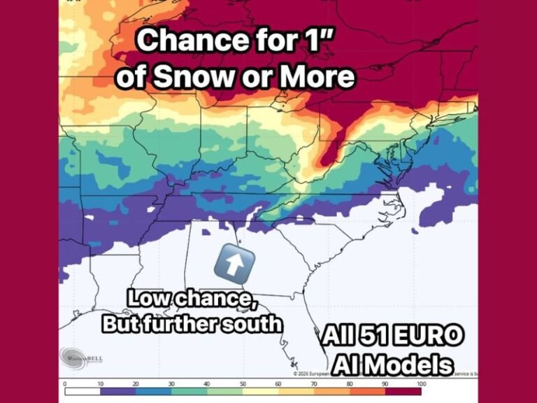 Tennessee and North Carolina Among States Showing Early Mid-Month Snow Signals as Cold Air Lingers in Winter Models