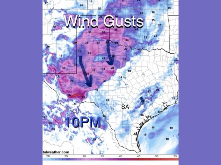 Texas Cold Front to Slam San Antonio With 30–40 MPH Wind Gusts, Sharp Temperature Drop, and Rising Cedar Pollen Levels