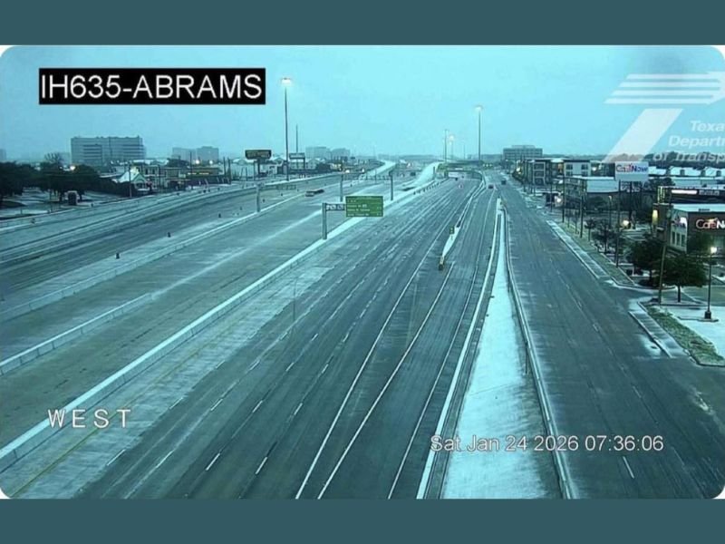 Texas Ice Storm Leaves Dallas and Denton Roads Fully Iced as TXDOT Urges Drivers to Stay Off Highways