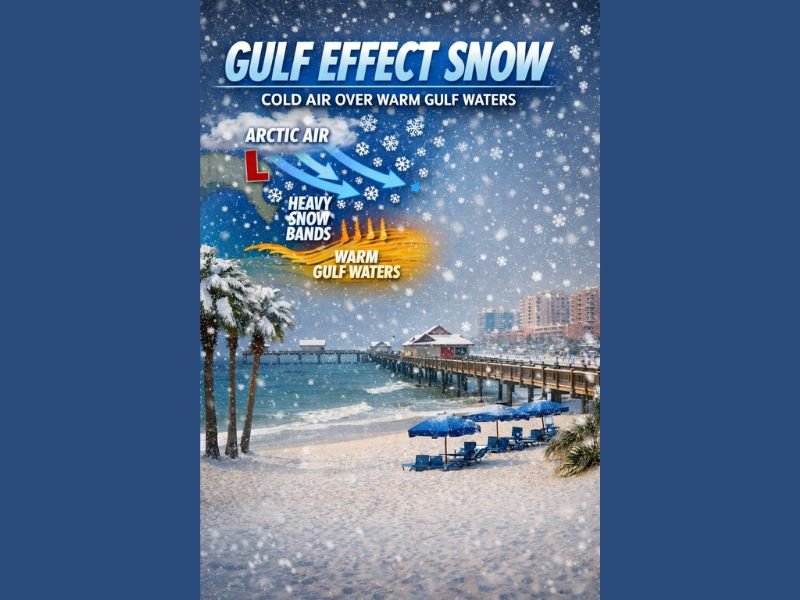 Texas, Louisiana, Mississippi, Alabama and Florida Gulf Coast Could See Rare ‘Gulf Effect Snow’ as Arctic Air Pushes South