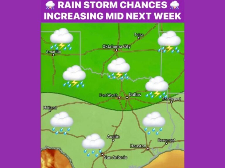 Texas and Oklahoma to See Increasing Rain and Storm Chances by Mid Next Week, Weather Pattern Shifts After a Dry Month