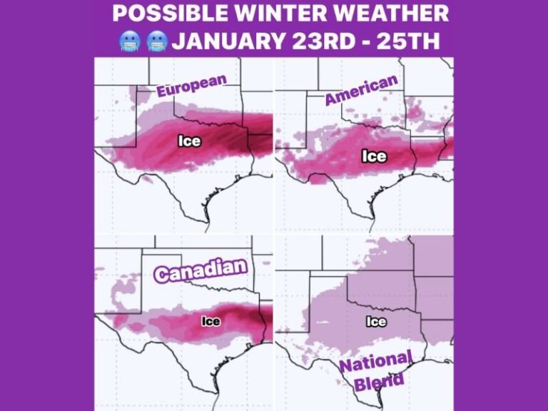 Texas and the Southern Plains Face Potential Arctic Blast and Icy Winter Weather as January 23–25 Pattern Comes Into Focus