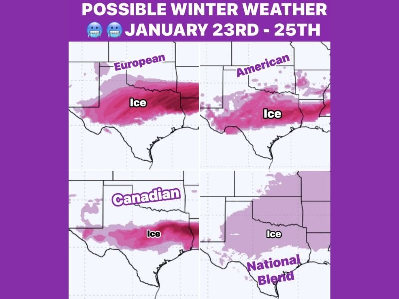 Texas and the Southern Plains Face Potential Arctic Blast and Icy Winter Weather as January 23–25 Pattern Comes Into Focus