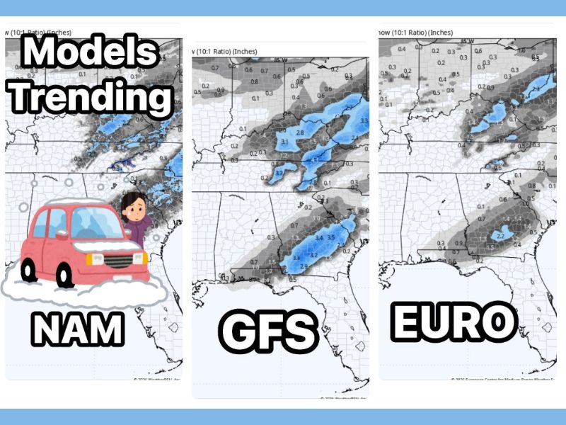 Winter Storm Models Suddenly Shift West After Hurricane Hunter Data, Raising Snow Potential Across the Southeast