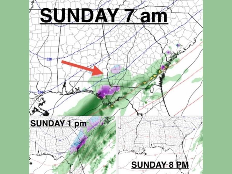 Wintry Mix Possible Across Florida and Georgia Coasts Sunday as Coastal Disturbance Tracks East